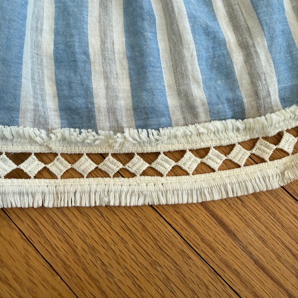 Maggy London Halter Sundress ~ Vertical Stripes ~ Cotton Tiered ~ Fringe  Size 8 - Picture 5 of 9